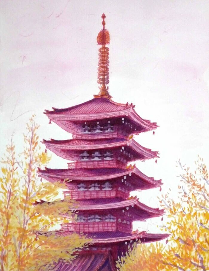 五重塔 写実画と装飾画 / Realistic/Decorative Pagoda - YouTube