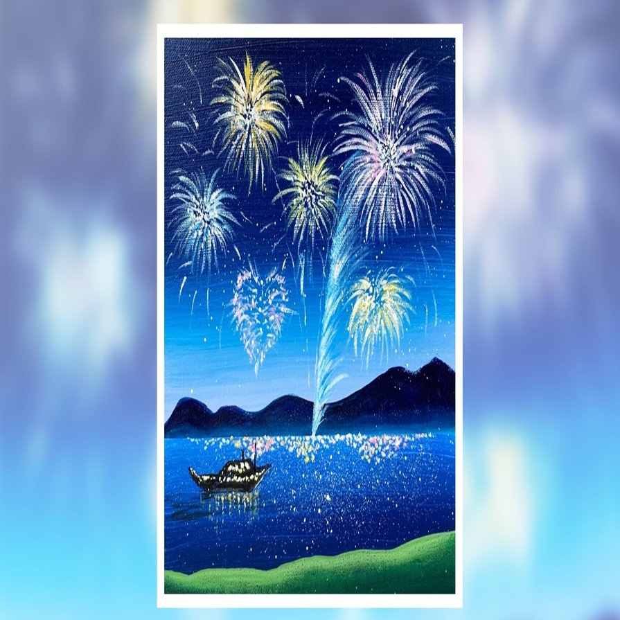 アクリル絵の具で 打ち上げ花火 を簡単に描く方法 Junya Art Note