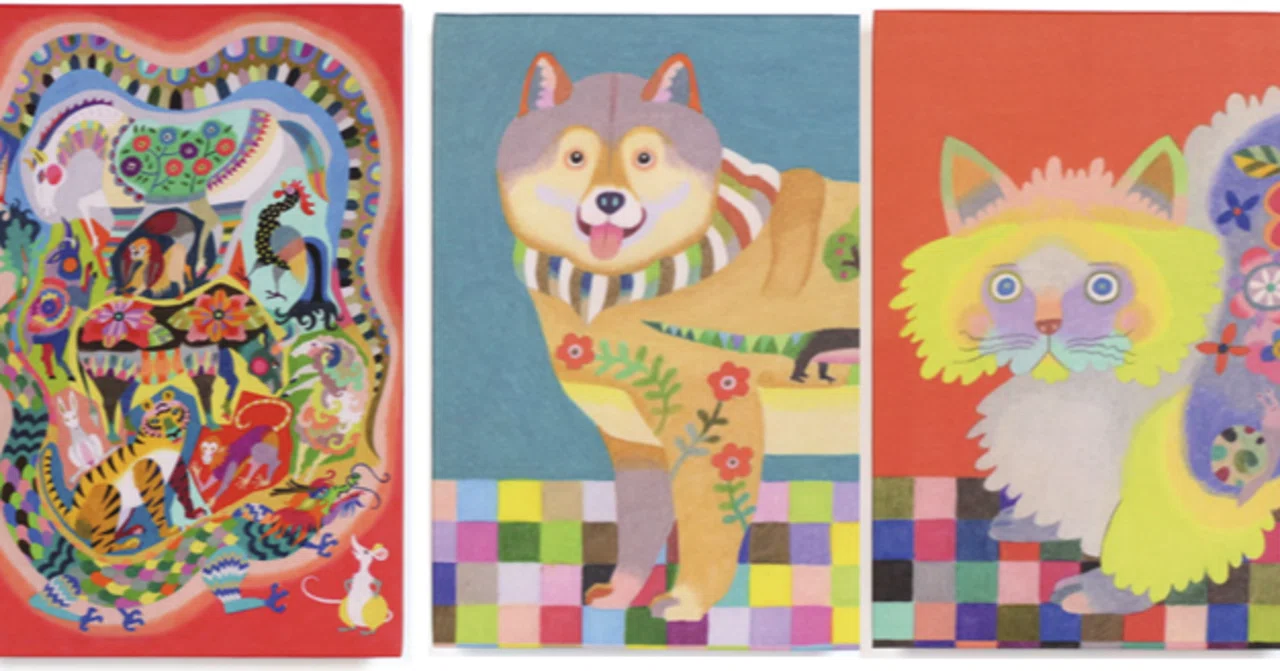 Goshuin-cho (Stamp Book) with beautiful designs by colored pencil ...