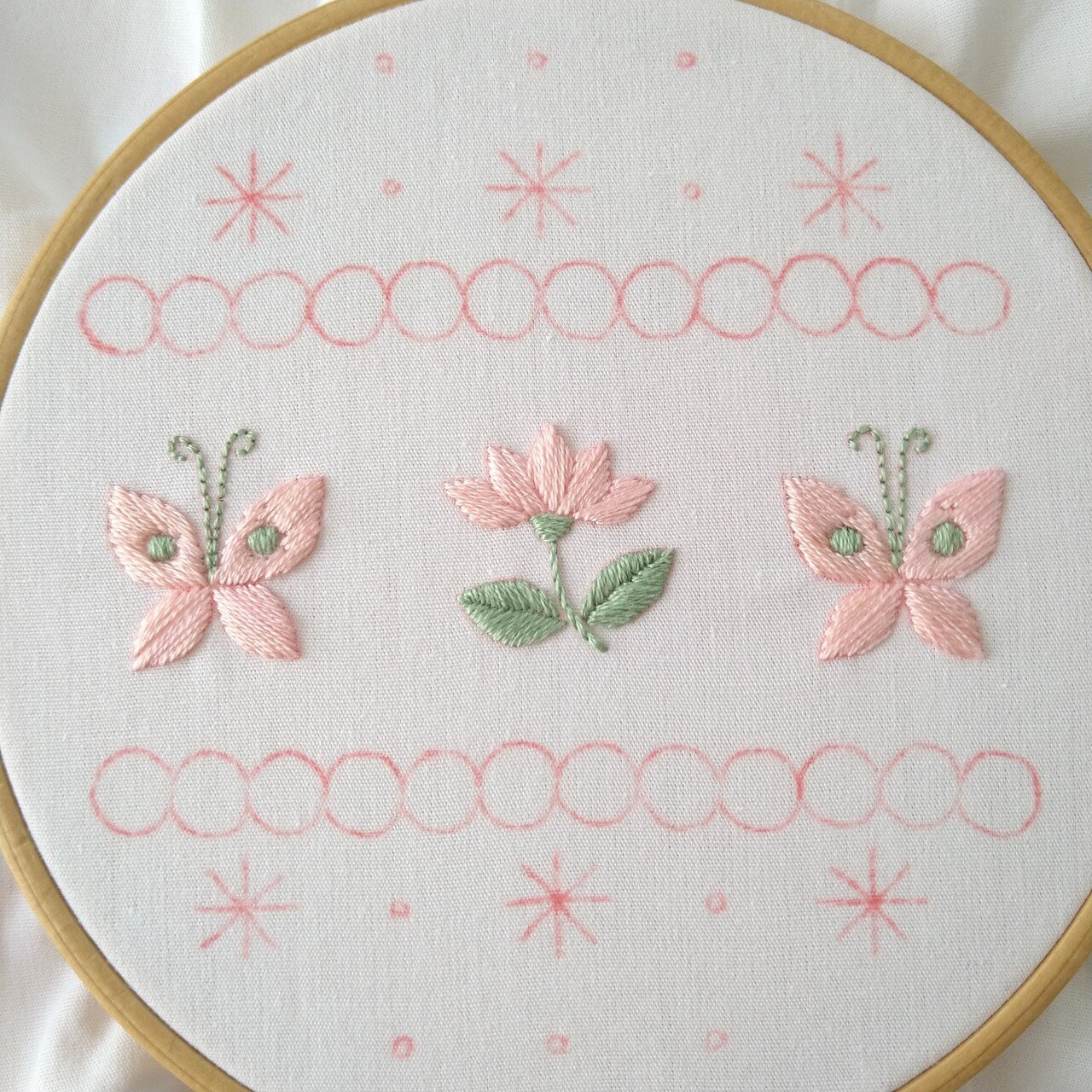 2色の刺繍糸で楽しむ花と蝶の刺繍図案* ステップ7 〜蝶の刺繍4 2色の刺繍糸で楽しむ花と蝶の刺繍図案* ステップ7 〜蝶の刺繍4