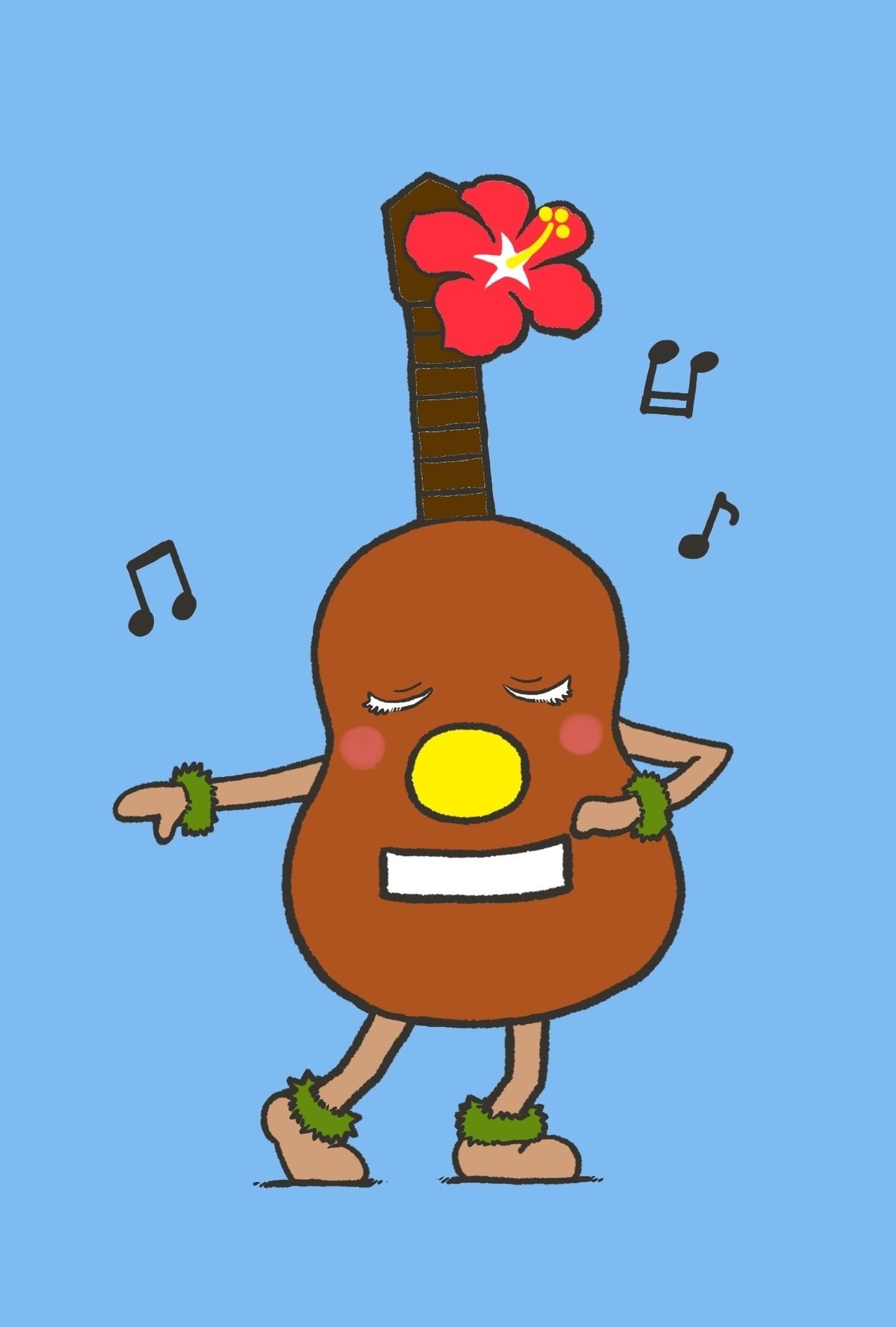 ヤマザルさんの刺繍に登場した ウクレレ君 を描かせて頂きました 前田のえみ Note