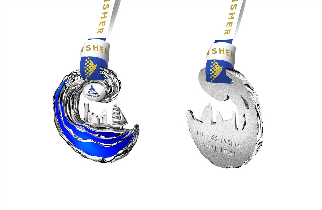 オンラインマラソン完走者に授与！ 「横浜マラソン2021」メダル