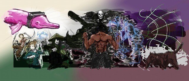 ウキヨエの 過程 ４種類 きょくなみイルカ Pinkdollphin Note