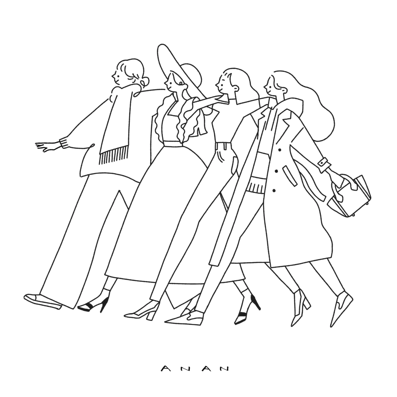 春夏秋冬女の子4人組 あなんよーこ イラストレーター Note