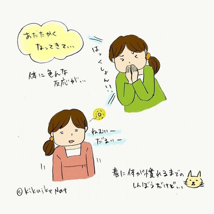 前々回の日記（花粉症のこと）の続きっぽいネタです。暖かくなると眠くなったりだるくなったり。体があたたかさに慣れてないんだろーな。と思ったら今日は寒いし。