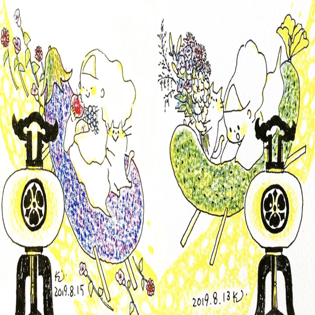 お盆イラスト のだかおり イラストレーター Note