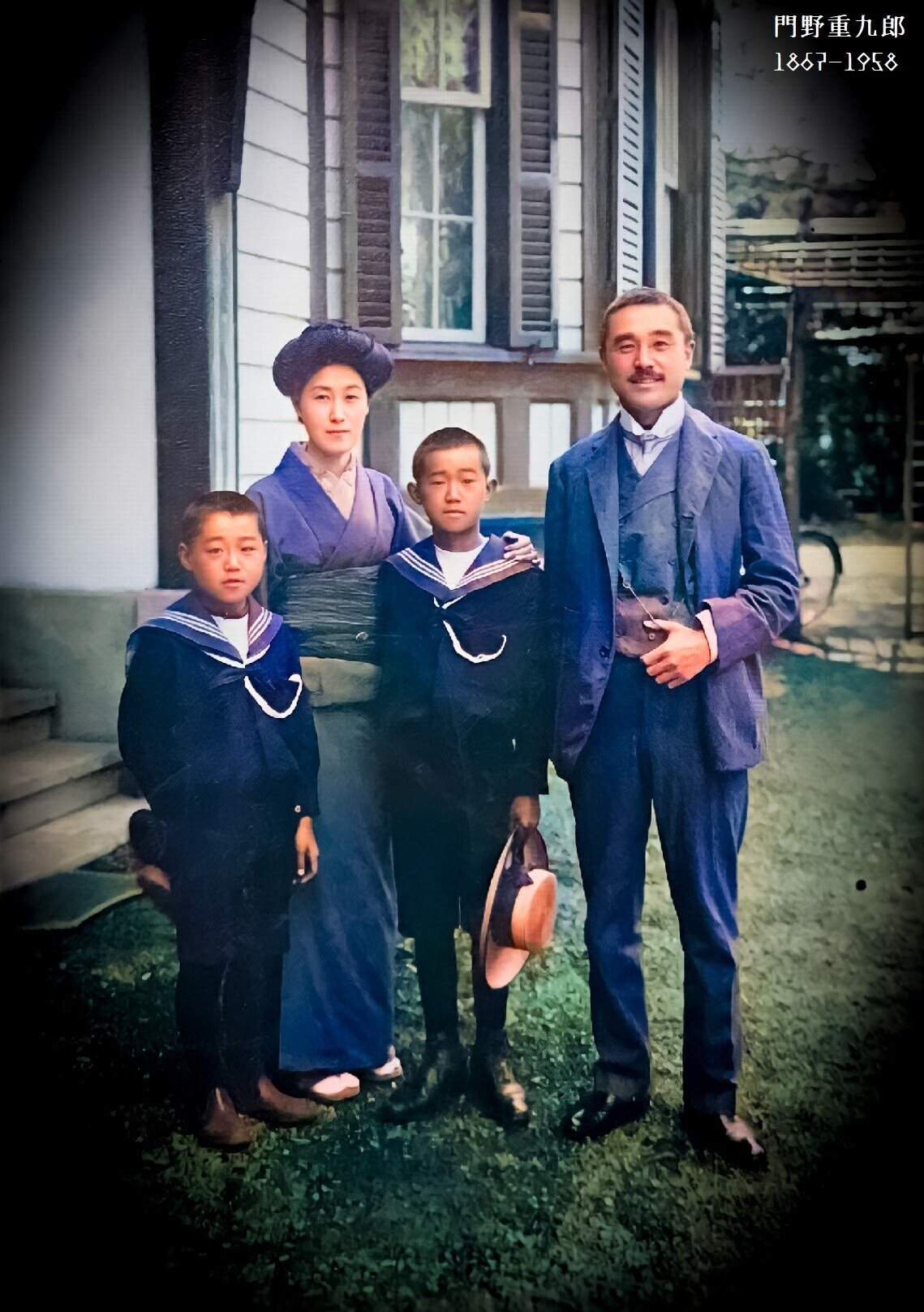 明治時代　森村組　ノリタケ創設者　大倉和親一族　肖像写真　写真家【陽利木丸】撮影 百年ﾆｭｰｽ】1921(大正10)4月10日(日) 大倉組副頭取,大倉土木(現