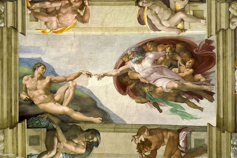ミケランジェロ　Michelangelo　システィーナ礼拝堂　天地創造　創世記　Creación_de_Adán　アダムの創造