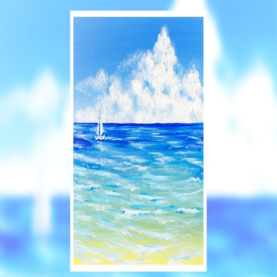 アクリル絵の具で 夏の空と海 を簡単に描く方法 Junya Art Note