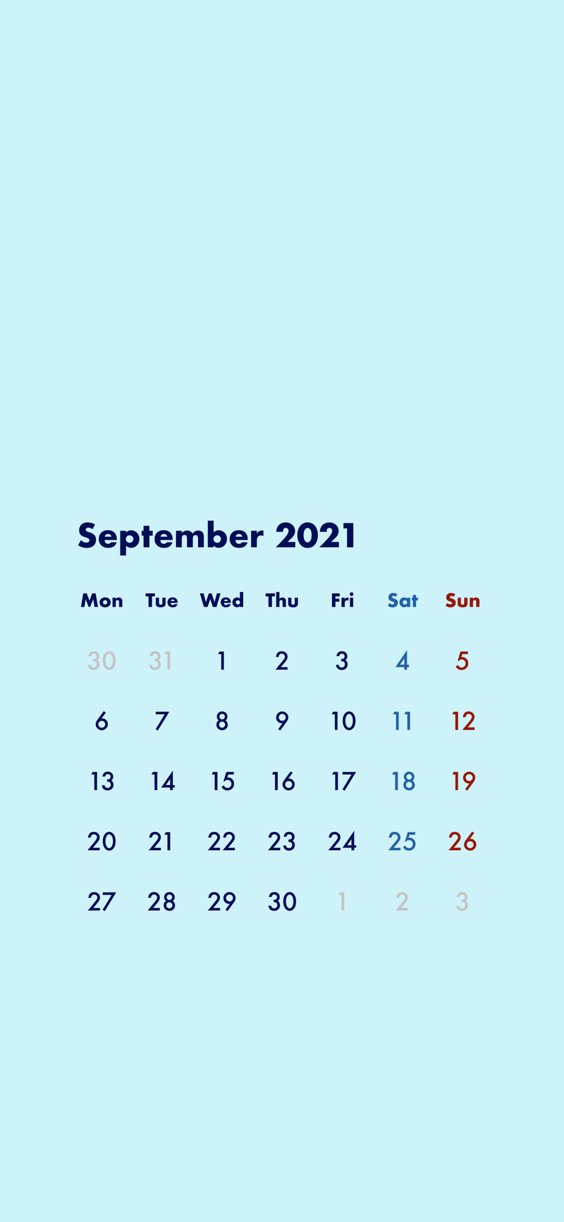 Iphone用カレンダー 21年9月版 無料配布 A Journal Note