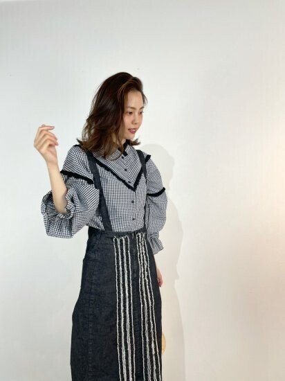 スカート baybee center fringe denim skirt center fringe denim skirt/baybee