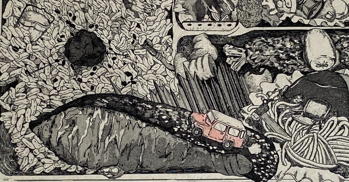 額付き銅版画応用絵画title「幾年ぶりの再会」