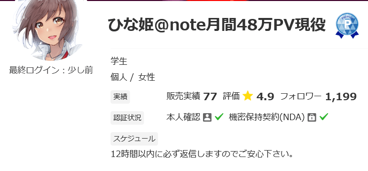Screenshot 2021-08-23 at 15-59-45 ひな姫＠note月間48万PV現役さん(学生)のプロフィール ココナラ