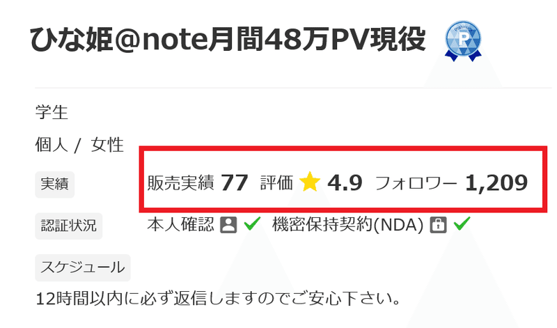 Screenshot 2021-08-24 at 09-13-44 ひな姫＠note月間48万PV現役さん(学生)のプロフィール ココナラ