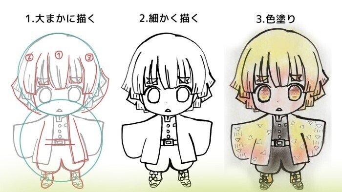鬼滅の刃の我妻善逸の簡単な描き方 カノカ Note 鬼滅の刃の我妻善逸の簡単な描き方 カノカ Note