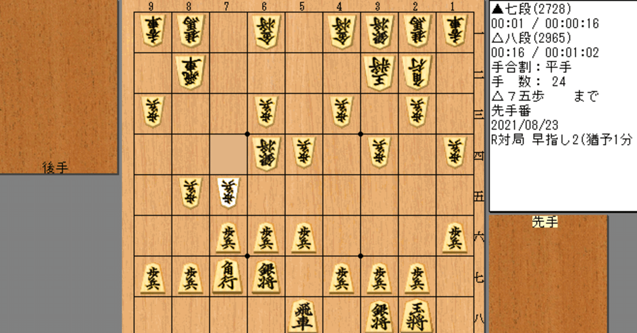 将棋倶楽部24名局候補001　中飛車６七銀型対居飛車６四銀戦法