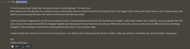 Discord Groovyがサービス終了へ 音楽botの今後は Onigirialga Note
