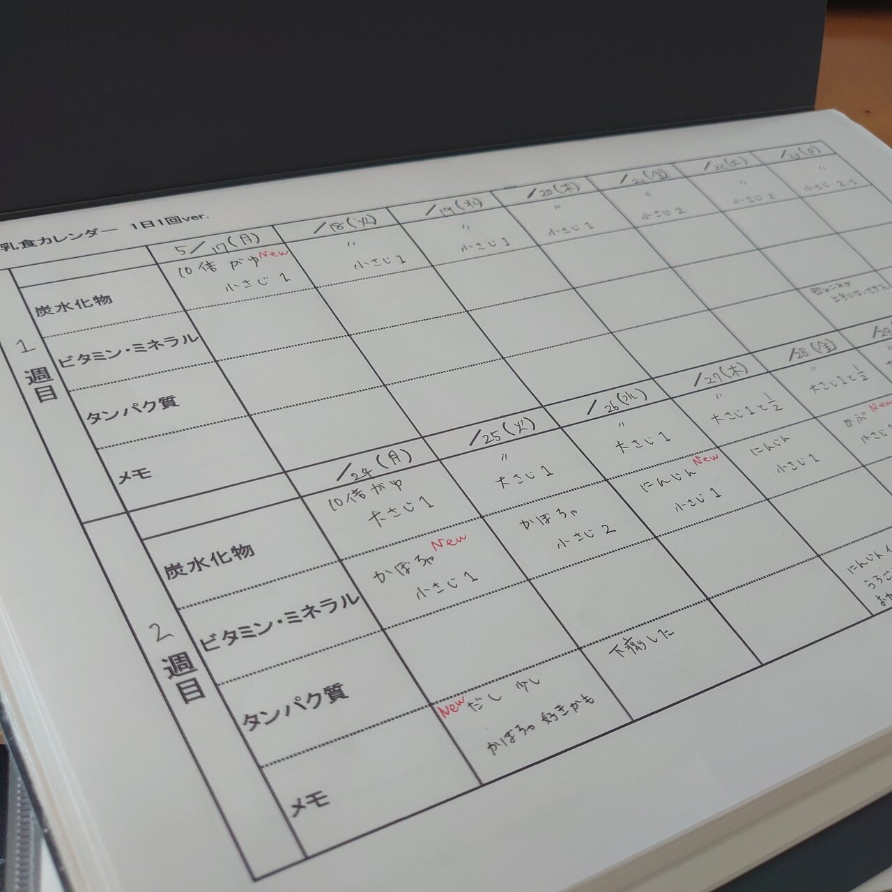 離乳食カレンダーのテンプレート作った データ配布あり 編集者くま Note