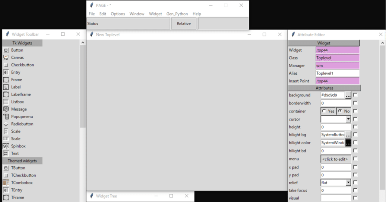 【Python tkinter】GUI作成ソフト「PAGE」使ってみた｜こちゃてす