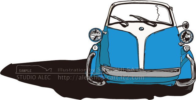 BMWの元祖エコカー。当時はバブルカーと呼ばれていました。これはこれで再販して欲しい。　このイラストのポスターは「スタジオアレック ネットショップ」で販売しています→http://alecshop.cart.fc2.com/