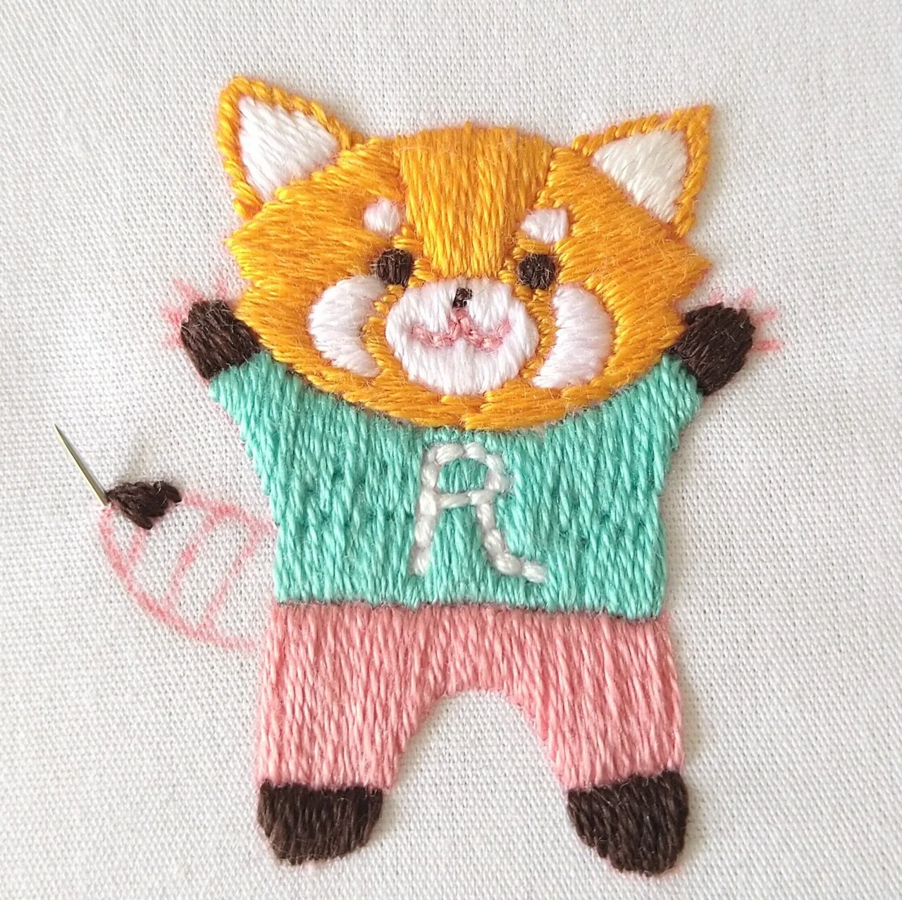 レッサーくんの刺繍図案🐾 ステップ16 〜しっぽの刺繍1〜｜Apostrophe+