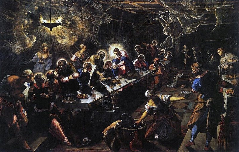 絵　Jacopo_Tintoretto_-_The_Last_Supper　ティントレット　最後の晩餐
