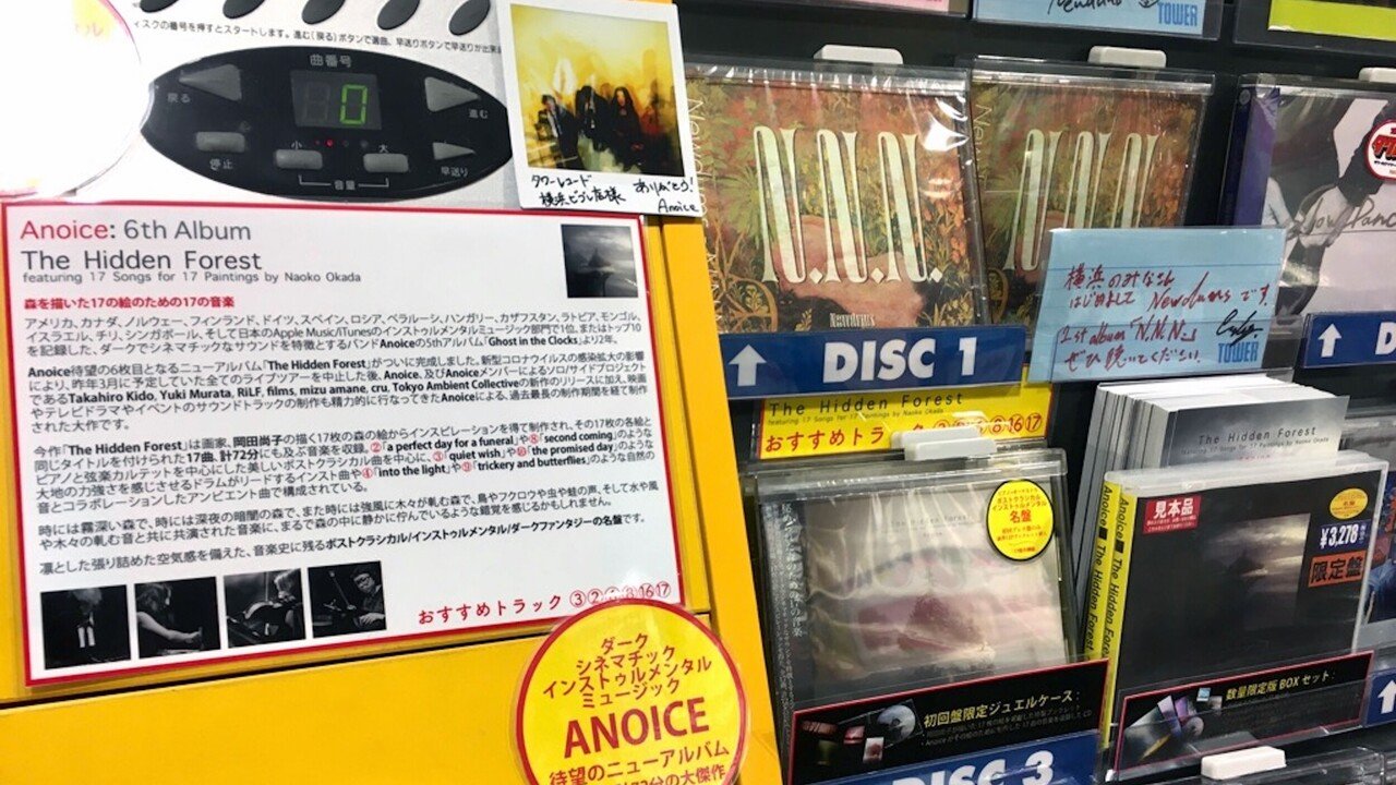 Anoice ニューアルバム The Hidden Forest 先行リリース タワレコ新宿 横浜ビブレ Ricco Label Note Anoice ニューアルバム The Hidden Forest 先行リリース タワレコ新宿 横浜ビブレ Ricco Label Note