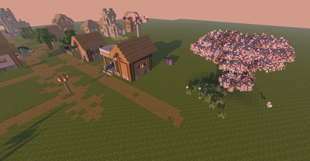 マイクラとは思えないほどリアルできれいな桜 建国クラフト 13 ちょこみんと Note