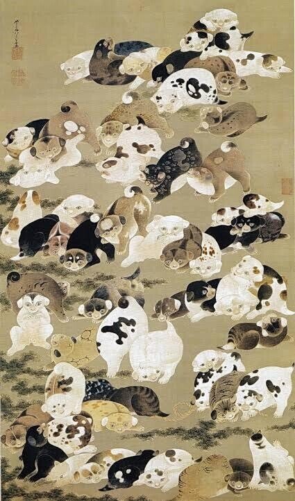 【完売品】NIPOALOHA 百犬図　ロングスリーブ 個人秘蔵の伊藤若冲「百犬図」が期間限定公開！GWは東京都美術館「若冲