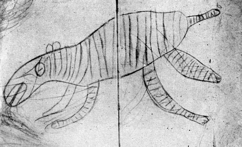 ボルヘスが４歳のときに描いた虎の絵