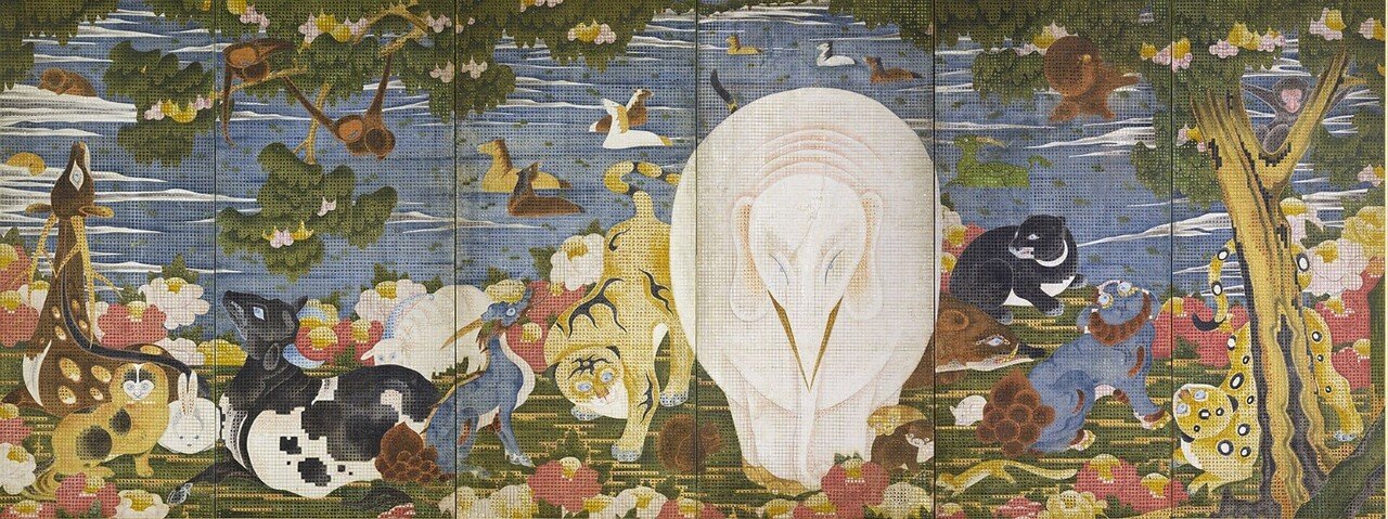 気ままな鑑賞エクササイズ＃20 伊藤若冲「樹下鳥獣屏風図（右隻