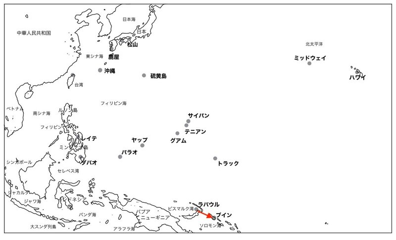 太平洋図（白地図）ブイン