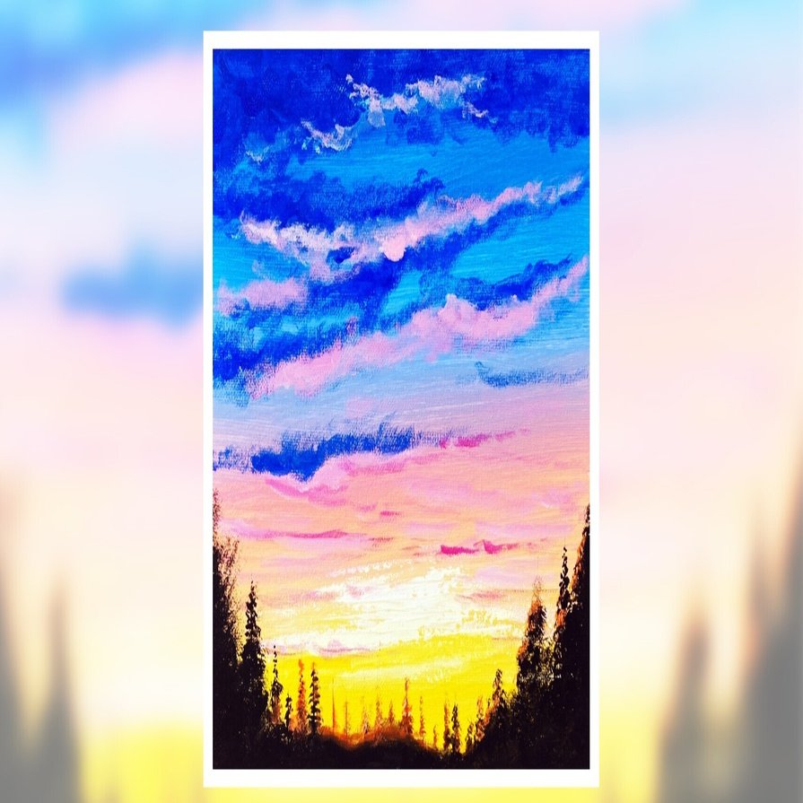 アクリル絵の具で 綺麗な夕焼け を簡単に描く方法 Junya Art Note