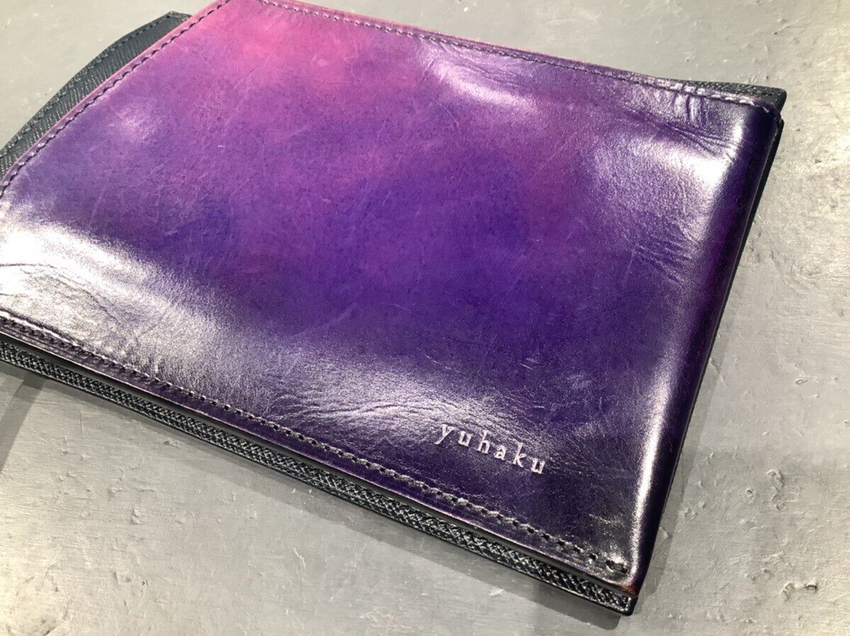【美品】 yuhaku パスケース Blue(エイジングによる経年変化あり) 美品】 yuhaku パスケース Blue(エイジングによる経年変化あり