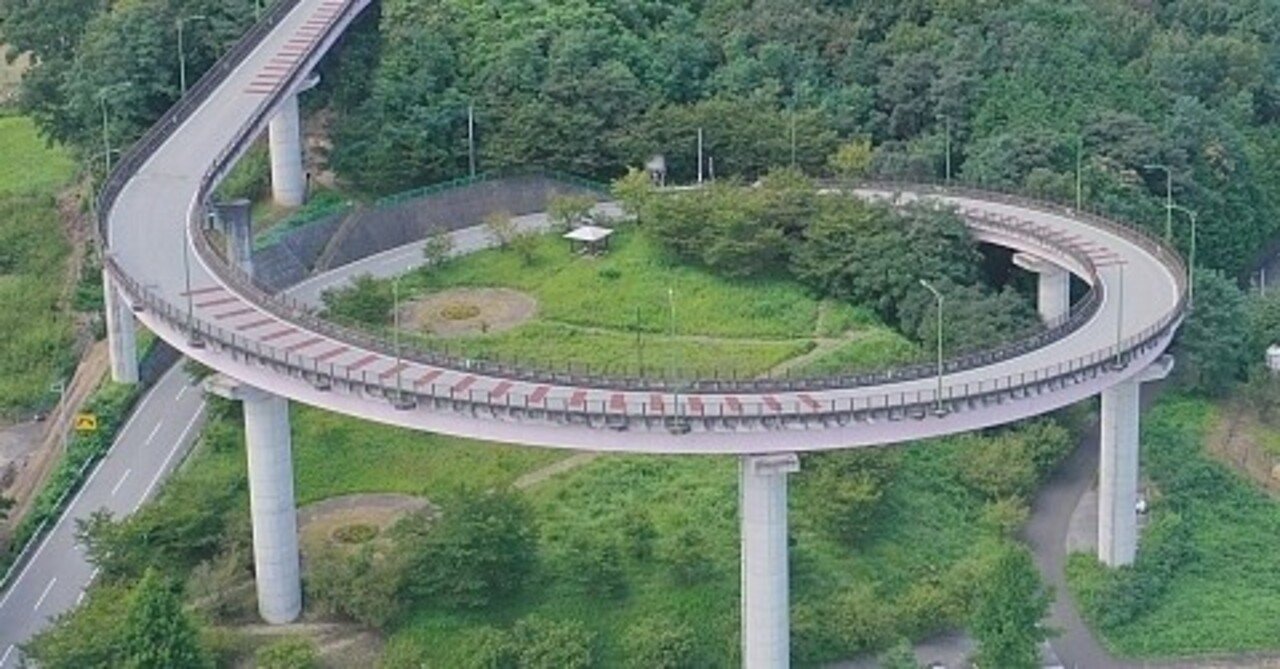 空撮 道路 ループ橋 桃花橋 山梨県南アルプス市 Roadexplorer Note