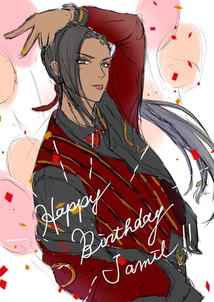 ジャミル誕生日イラストの振り返り あんず楓依 Note