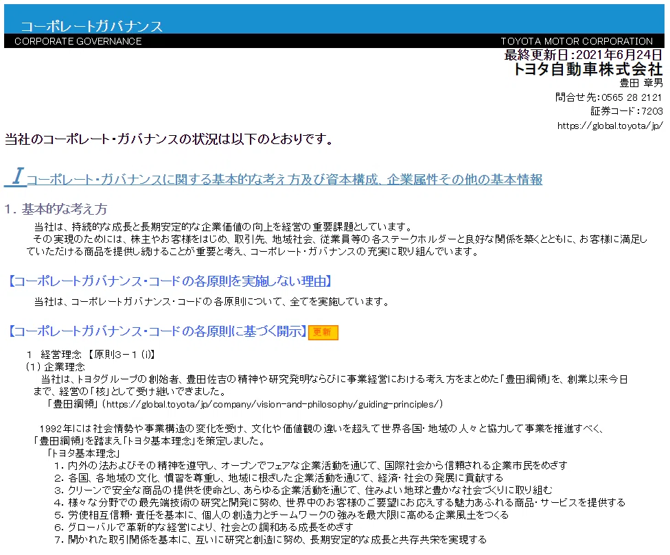 コーポレートガバナンス報告書への「知的財産への投資」事例－2021年9