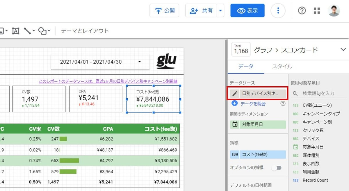 データソースの切替