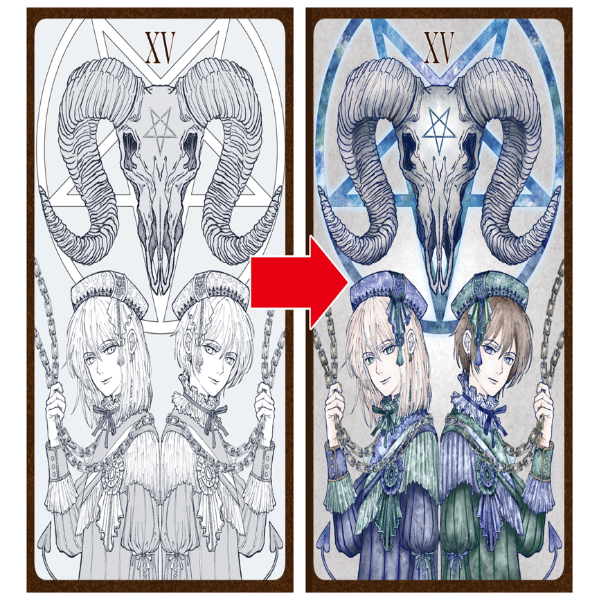 絵の上達を目的にタロットを描く 悪魔 完成 Lamiel Note