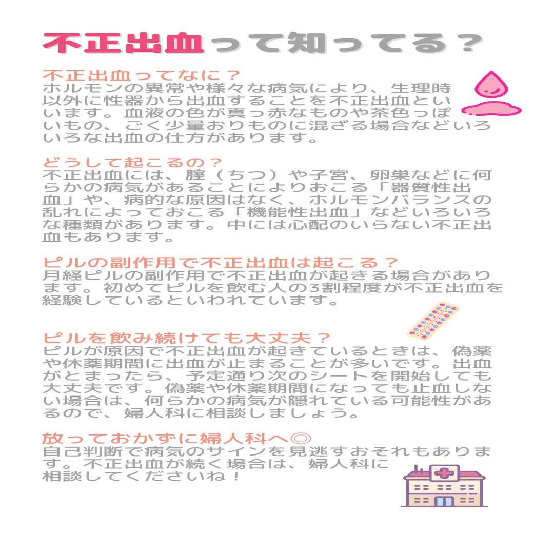 メルマガバックナンバーvol 66 ピルの副作用のひとつ 不正出血ってなに スマルナ Note