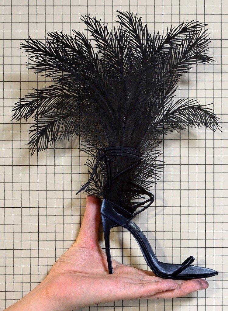 Shoes：01000 “SAINT LAURENT” Iris Ostrich Feather Trimmed Stiletto Sandal（SS2018）