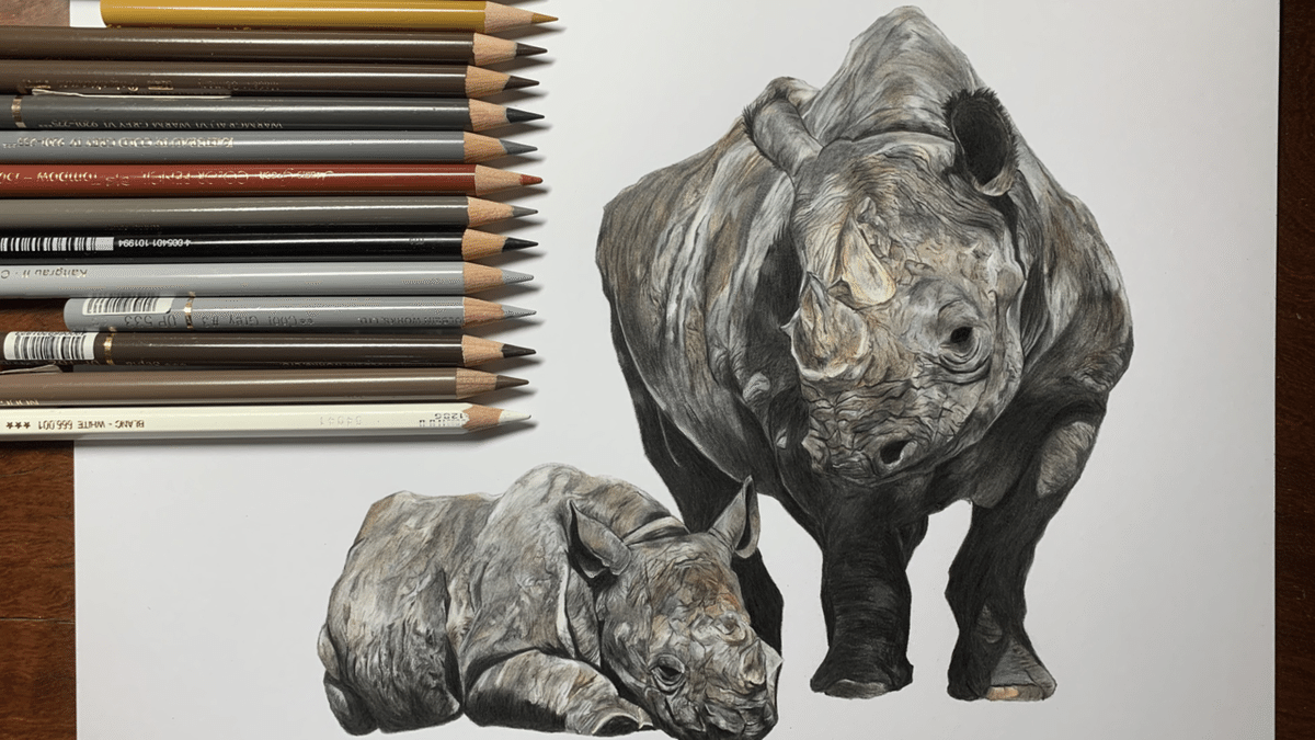 サイ 動物ペン画No.13 サイ 動物ペン画No.13 春新作の サイ