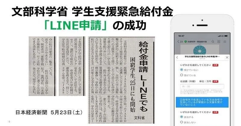 文部科学省 学生支援緊急給付金 LINE申請