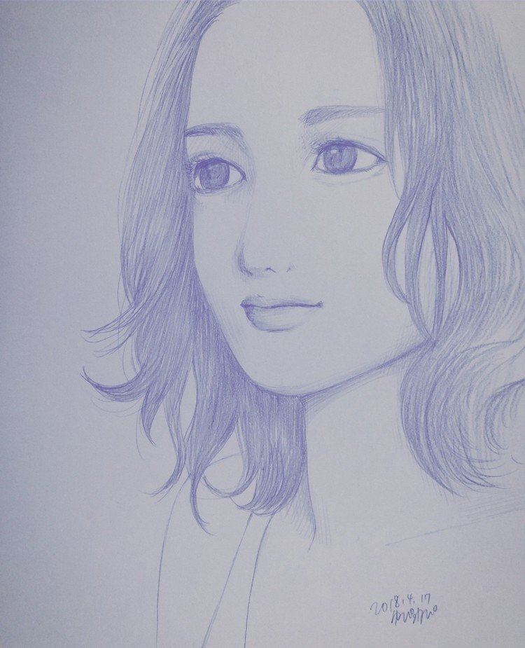 #芸術 #美術 #art #人物画 #鉛筆画 #鉛筆 #HB #シャーペン #モノクロ #イラスト #illustration #illustrate #絵 #女子 #女性