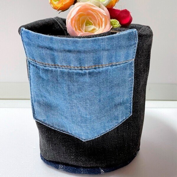 デニムリメイク鉢カバー｜はま