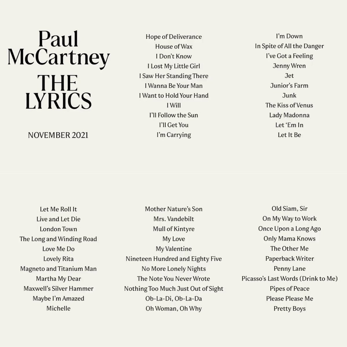 Paul McCartney The Lyrics まとめ｜mcsky