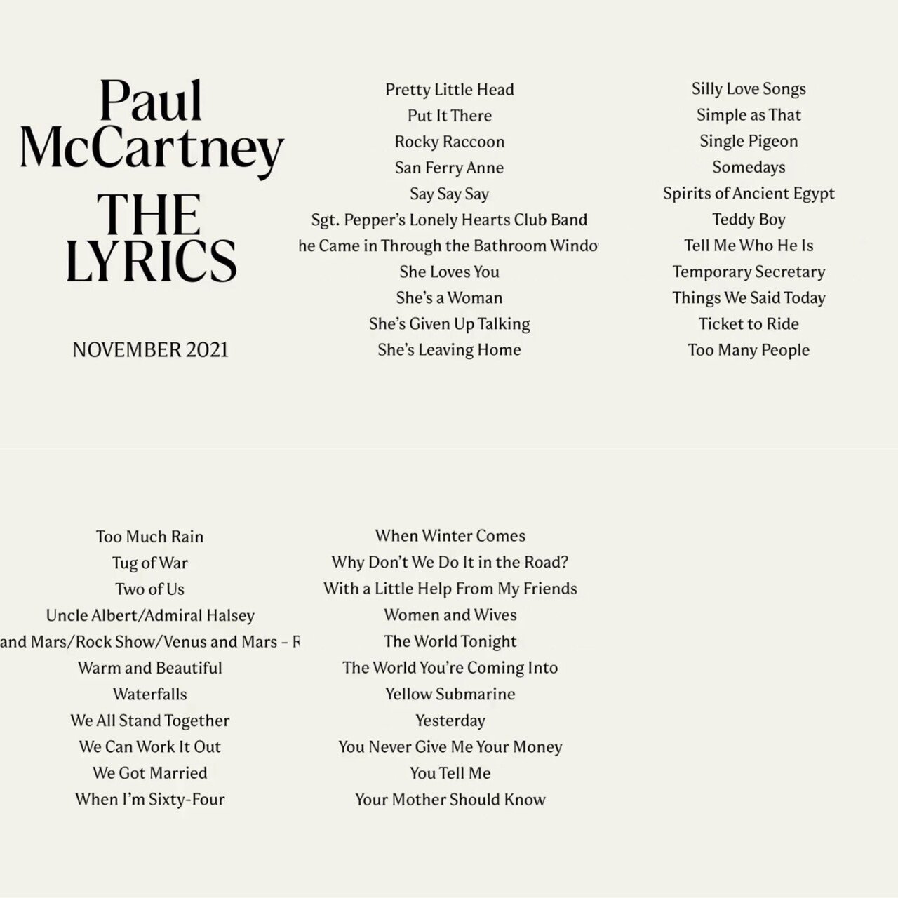 Paul McCartney The Lyrics まとめ｜mcsky