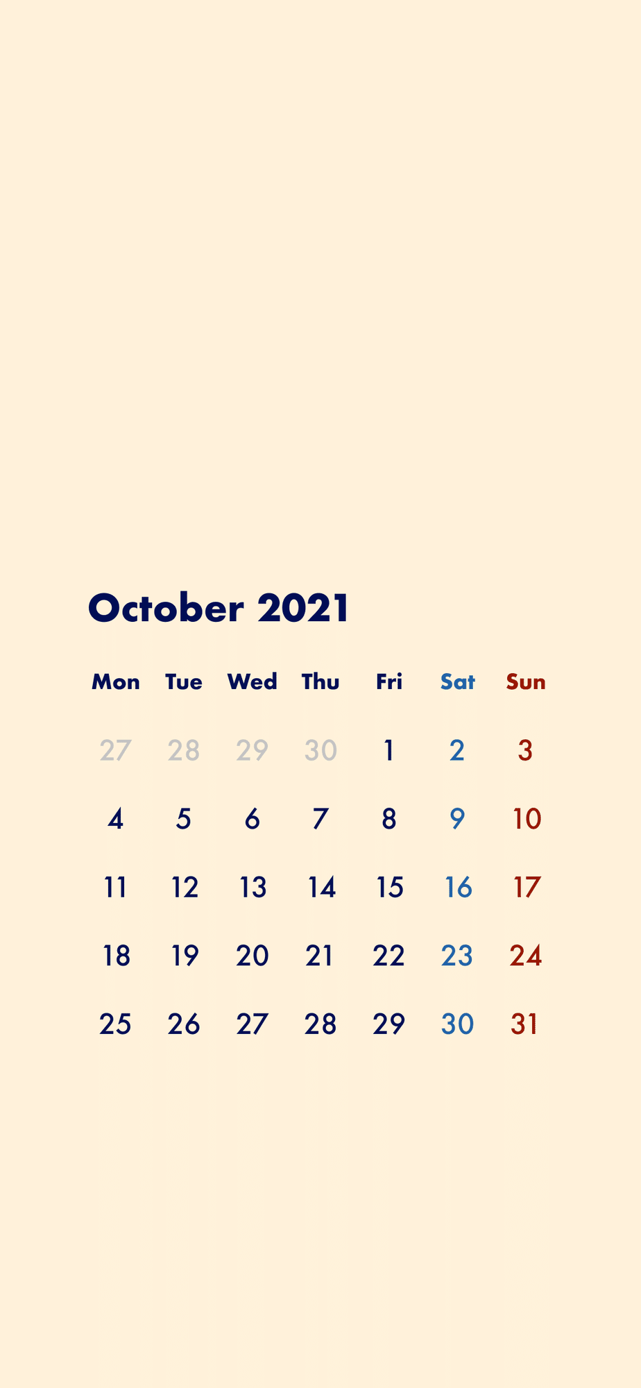 Iphone用カレンダー 21年10月版 無料配布 A Journal Note Iphone用カレンダー 21年10月版 無料配布 A Journal Note