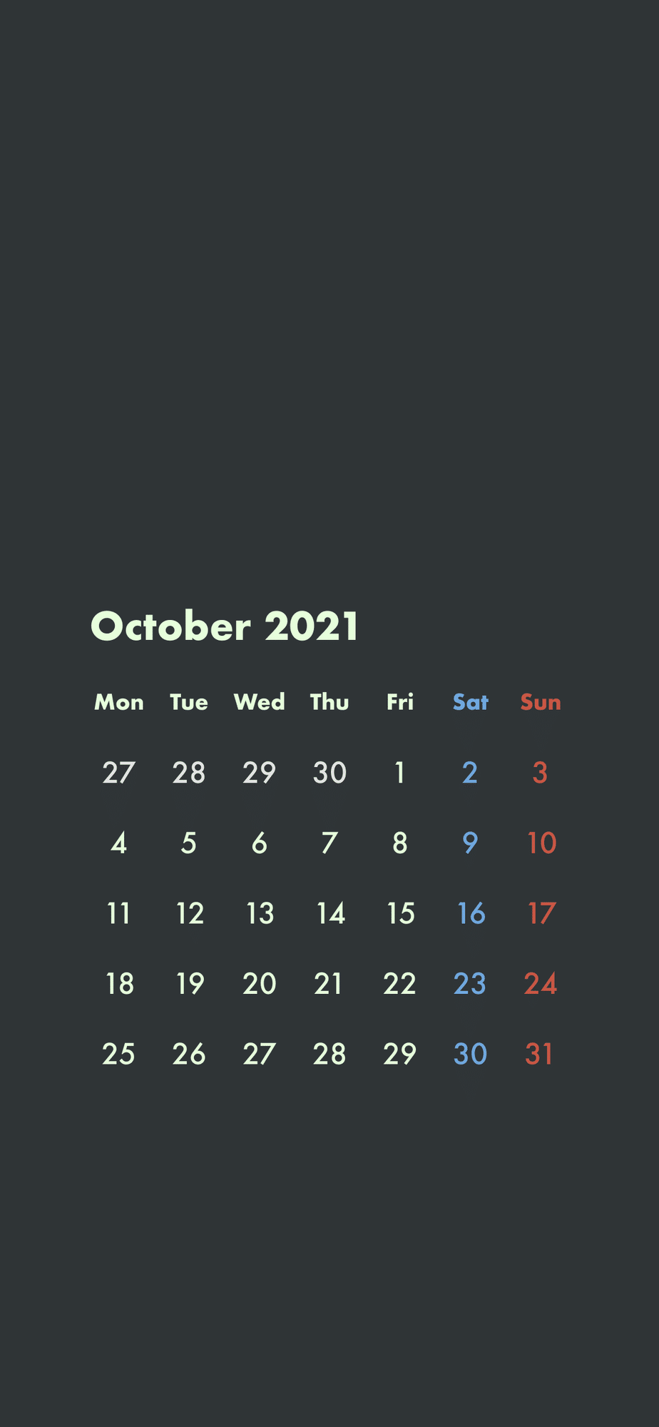 Iphone用カレンダー 21年10月版 無料配布 A Journal Note Iphone用カレンダー 21年10月版 無料配布 A Journal Note
