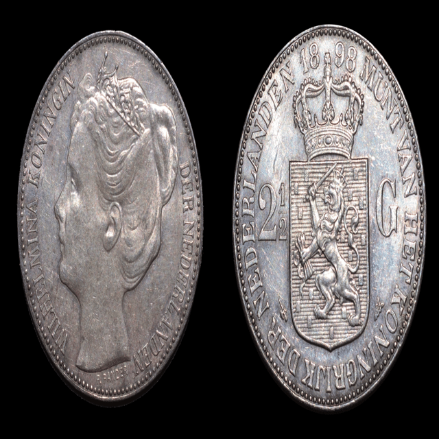 アンティークコインの世界 | ウィルヘルミナ女王の2•1/2グルデン銀貨